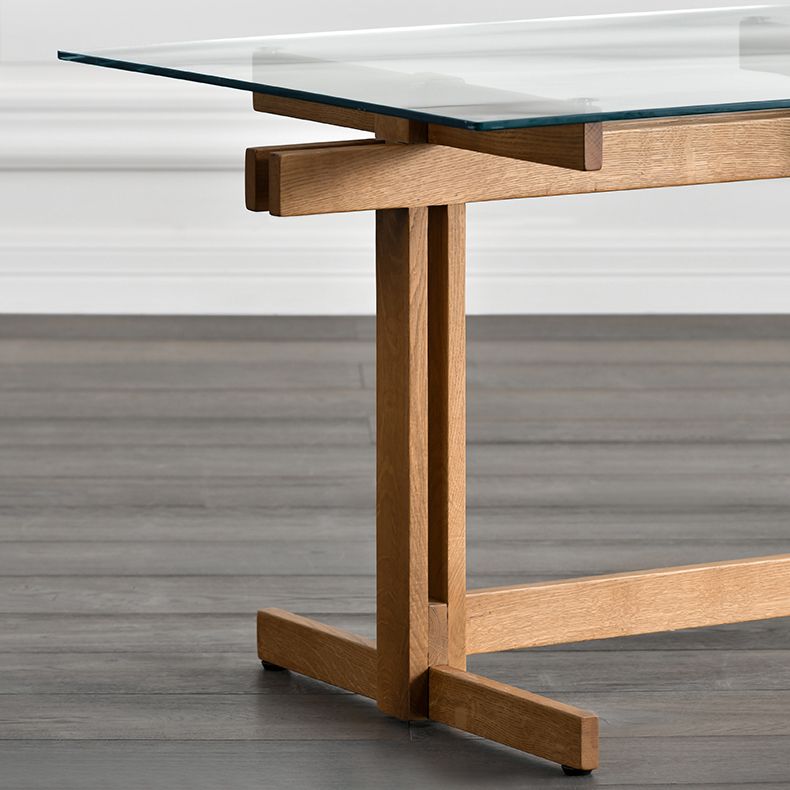 Trestle Table Clear Tempered Glass Dining Table Rectangle for Dining Room Home Clearhalo ' dining_table' 'Dining Tables & Seating' 'Dining Tables' 'Furniture' 'furniture_dining_table' 'Kitchen & Dining Furniture' 'kitchen&dining_furn' 'kitchen' 'kitchen_dining_table' 1200x1200_37ef3f11-9910-4ab8-83b2-e9f85efbb766