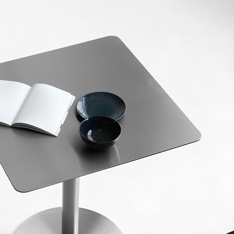 Tavolo da pranzo quadrato industriale metallico tavolo in acciaio inossidabile con piedistallo