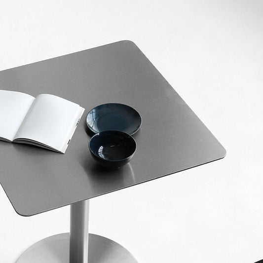 Mesa de comedor industrial de metal mesa de acero inoxidable con pedestal