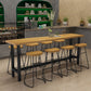 Light Brown Modern Style Bar Table Solid Wood Rectangular Bar Table with Metal Base Clearhalo 'Bar Furniture' 'Bar Tables' 'bar_tables' 'furn' 'furn_bar_tables' 'Furniture' 'furniture_bar_tables' 'Kitchen & Dining Furniture' 1200x1200_37f046cf-4172-4b5d-b655-159968dc45a6