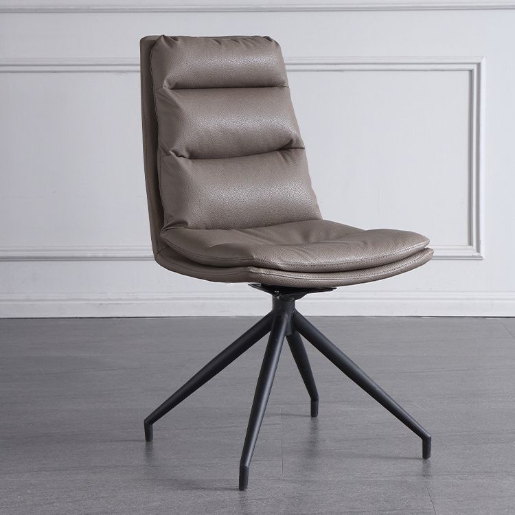 Industrial Style Solid Back Armless Chairs Microfiber Leather Dining Chairs (Set of 4) Clearhalo ' kitchen&dining_furn' 'Dining Chairs' 'Dining Tables & Seating' 'dining_chair' 'furn' 'furn_dining_chair' 'Furniture' 'furniture_dining_chair' 'Kitchen & Dining Furniture' 'kitchen' 1200x1200_37f14d9c-b1a1-4bd8-84cf-a78d1bf62121