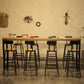 Industrial Bar Height Table Solid Wood Top Bistro Table with Metal Base