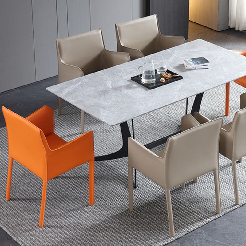 Modern Style Upholstered Dining Chair Faux Leather Dining Armchair