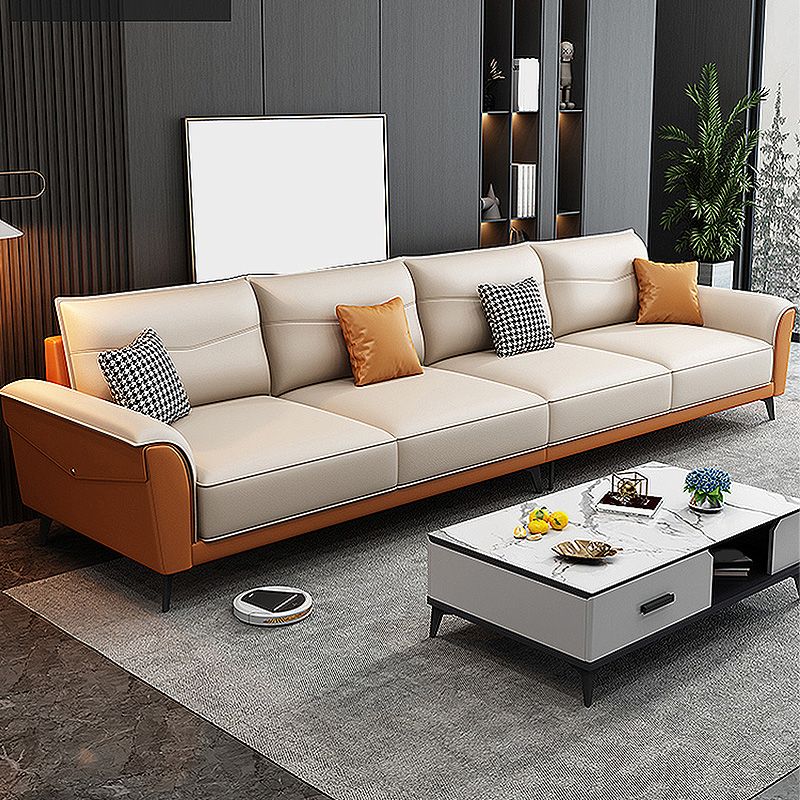 Modern Pillow Top Arm Sectional 35.43"High Cushion Back Sofa and Chaise Clearhalo 'furn' 'furn_sectionals' 'Furniture' 'furniture_sectionals' 'Living Room Furniture' 'Sectionals' 1200x1200_37f87057-3c1e-4dce-9d92-c2537f2e48ae