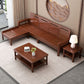 Brown Square Arm Sectional Sofas Solid Wood Sectional Couch for Living Room