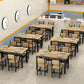 Rectangular Dining Table Wood Tabletop with Steel Trestle Base