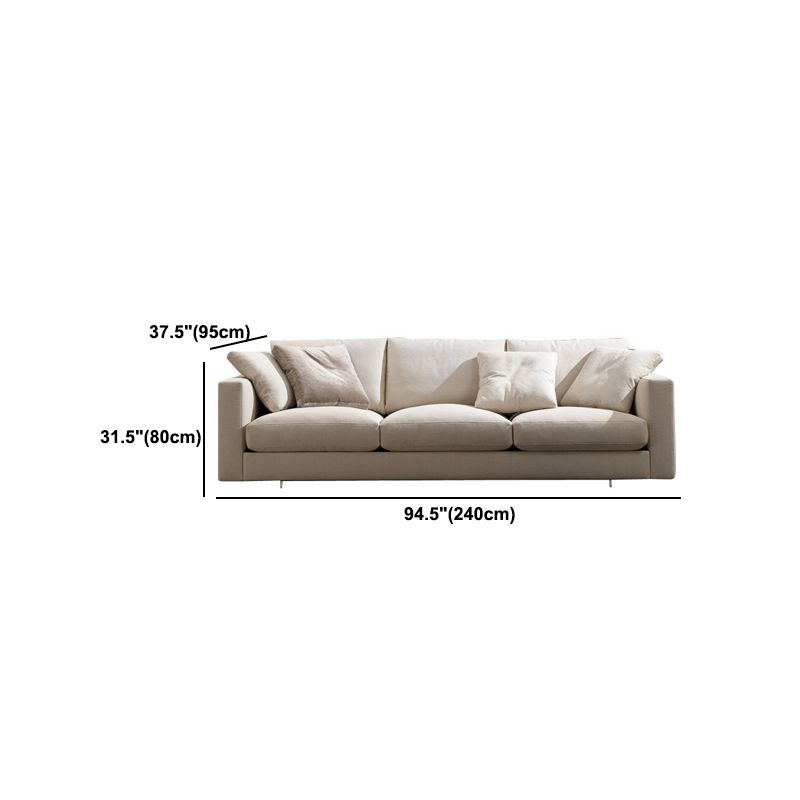 Slipcovered Sofa Beige Fabric Square Arm Sofa with 4 Pillows Clearhalo 'furn' 'furn_sofas' 'Furniture' 'Living Room Furniture' 'Sofa' 'sofas' 1200x1200_37f9d8b4-29dd-43cf-b024-1a0caff479a3