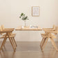 Mesa de comedor rectangular con pedestal doble, mesa de madera moderna para cocina