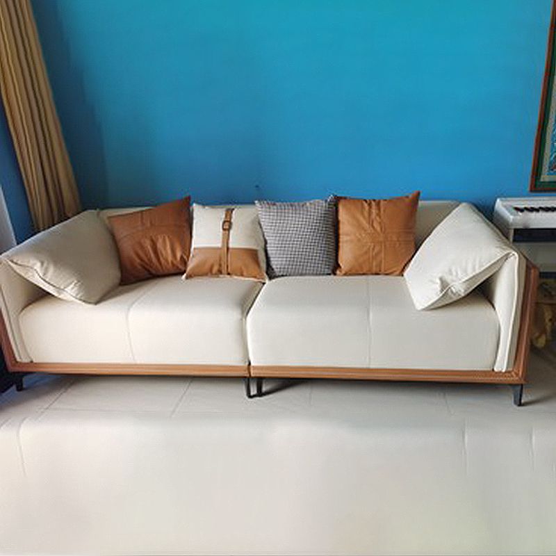 Modern Faux Leather Pillow Top Arm Sofa/Sectional Pillowed Back Cushions for Living Room Clearhalo 'furn' 'furn_sectionals' 'Furniture' 'furniture_sectionals' 'kitchen' 'kitchen_sectionals' 'Living Room Furniture' 'Sectionals' 1200x1200_37fec332-1e28-4256-ae3f-130181571db2
