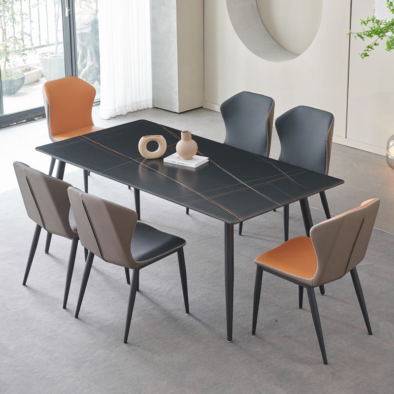 Metal Industrial Rectangle Dining Table Sintered Stone Table with Black Legs Clearhalo ' dining_table' 'Dining Tables & Seating' 'Dining Tables' 'furn' 'furn_dining_table' 'Furniture' 'furniture_dining_table' 'Kitchen & Dining Furniture' 'kitchen&dining_furn' 'kitchen' 'kitchen_dining_table' 1200x1200_37feeeb2-53c1-4461-99d1-1acaded75c4c