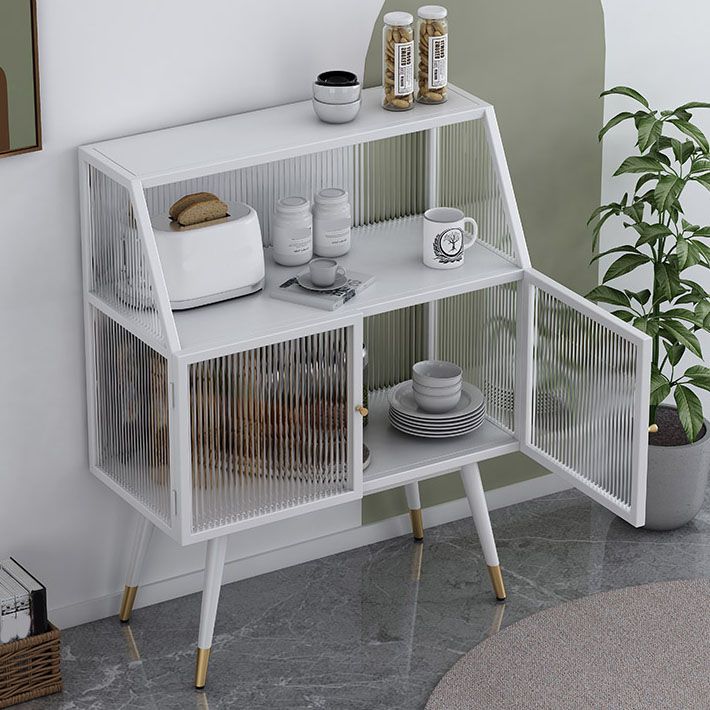 Matte Finish Glam Dining Server Kitchen Sideboard with Glass Doors Clearhalo 'buffet_sideboard' 'Buffets & Sideboards' 'furn' 'furn_buffet_sideboard' 'Furniture' 'Kitchen & Dining Furniture' 1200x1200_37ff32fe-ec53-479d-97b3-389034696c31