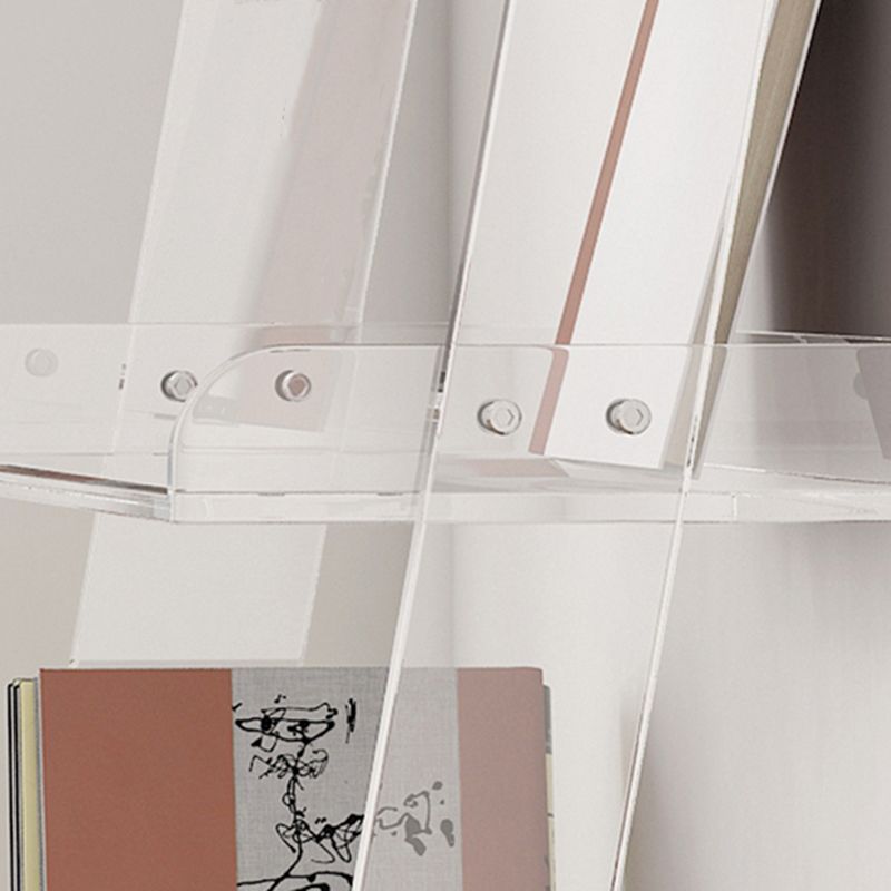 Bibliothèque acrylique à échelle de bibliothèque ouverte contemporaine avec étagères avec étagères