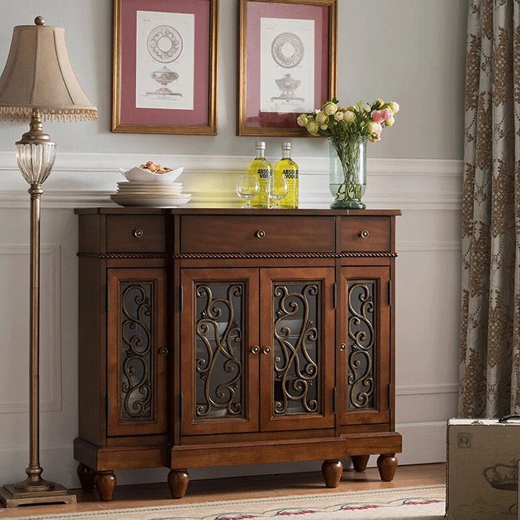 Dining Server Birch e Sideboard in legno fabbricato con cassetti, 42,1 "L x 13,2" W x 37 "H