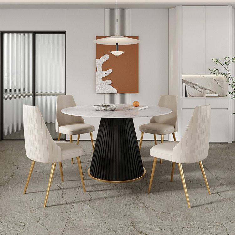 Round Sintered Stone Dining Table Traditional Luxury Dining Table for Home Clearhalo ' dining_table' 'Dining Tables & Seating' 'Dining Tables' 'furn' 'furn_dining_table' 'Furniture' 'furniture_dining_table' 'Kitchen & Dining Furniture' 'kitchen&dining_furn' 'kitchen' 'kitchen_dining_table' 1200x1200_38036df0-1cf4-4ead-997c-64f6d9bc71eb