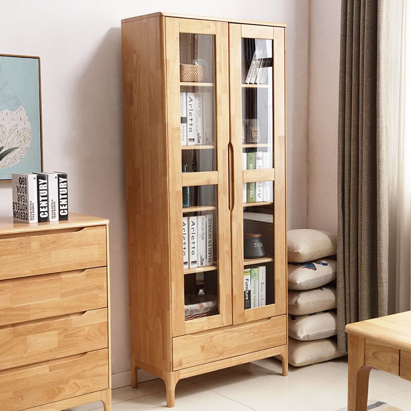 Glass Door Accent Cabinet 76.77" Tall Wood Cabinet with Drawers Clearhalo 'Cabinets & Chests' 'cabinets_chests' 'furn' 'furn_cabinets_chests' 'Furniture' 'Living Room Furniture' 1200x1200_38051d56-9d68-4fa8-9075-2ac6b8b98e42