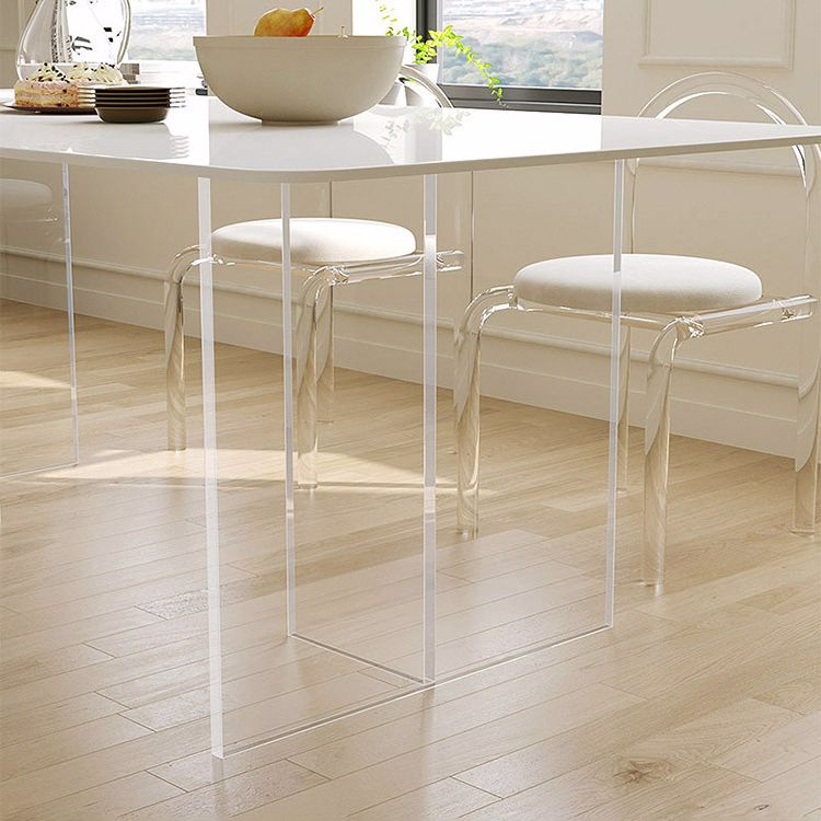 Acryli Contemporary Dining Set 1/7 Pieces White Stone Dinette Table Set