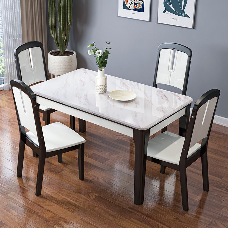 Dining Room Set Modern with Sintered Stone Dining Table and Solid Wood Chairs Clearhalo 'Dining Room Sets' 'Dining Tables & Seating' 'dining_room_set' 'furn' 'furn_dining_room_set' 'Furniture' 'furniture_dining_room_set' 'Kitchen & Dining Furniture' 'kitchen&dining_furn' 'kitchen' 1200x1200_38056df9-41f5-473c-9ede-a39d72fbc539