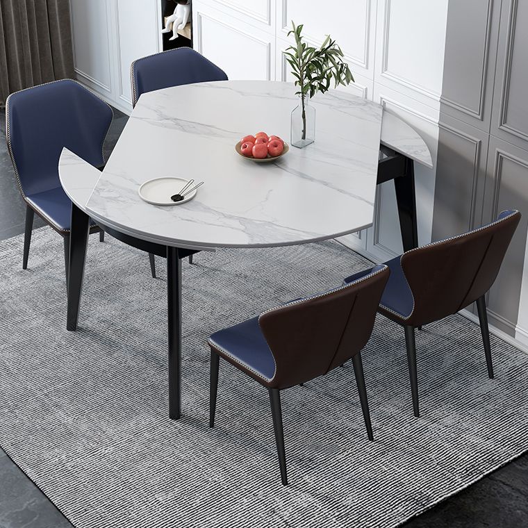 Minimalist White Sintered Stone Table Round Shape Standard Dining Table with 4 Legs Base Clearhalo ' dining_table' 'Dining Tables & Seating' 'Dining Tables' 'furn' 'furn_dining_table' 'Furniture' 'furniture_dining_table' 'Kitchen & Dining Furniture' 'kitchen&dining_furn' 'kitchen' 'kitchen_dining_table' 1200x1200_38057214-05d8-4557-a4a6-966ae37e3aac