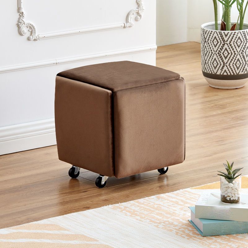 Modern Plain Boucle Ottoman Velvet Square with Storage Target Pouf Clearhalo 'furn' 'furn_ottomans_poufs' 'Furniture' 'Living Room Furniture' 'Ottomans & Poufs' 'ottomans_poufs' 1200x1200_38057d8d-f9c3-444c-b83e-ddd28f6b6f86