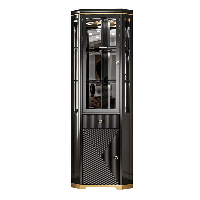 Glam Curio Curio Olio Olio in vetro in quercia Armadietto a buffet con illuminazione