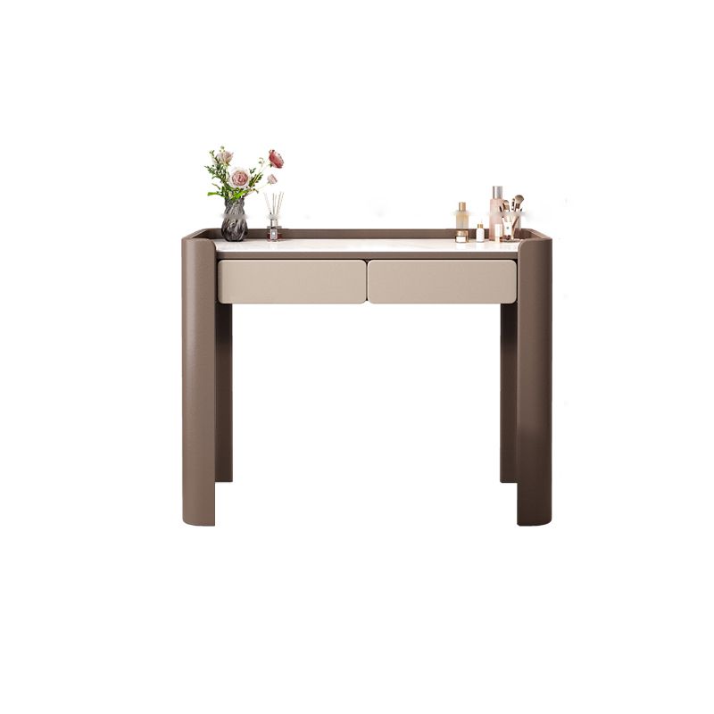 2 Storage Drawers Make-up Vanity Stool Set Faux Leather Dressing Table