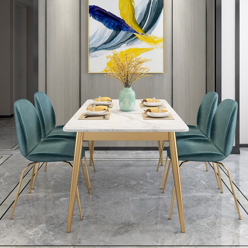 Glam Stone Rectangle Dining Table Metal Legs for Dining Room Clearhalo 'Dining Tables & Seating' 'Dining Tables' 'dining_table' 'furn' 'furn_dining_table' 'Furniture' 'Kitchen & Dining Furniture' 1200x1200_380ac2e5-5d79-4524-acf7-8e0f0536d7c2