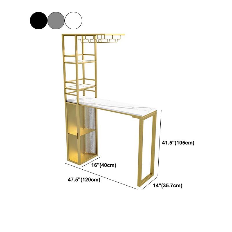 Glam Pub Table with Wine Storage Rectangle Stone Top Bar Table with Metal Frame Clearhalo 'Bar Furniture' 'Bar Tables' 'bar_tables' 'furn' 'furn_bar_tables' 'Furniture' 'Kitchen & Dining Furniture' 1200x1200_380d1c00-76d6-49fa-b94d-78b2f2269a97