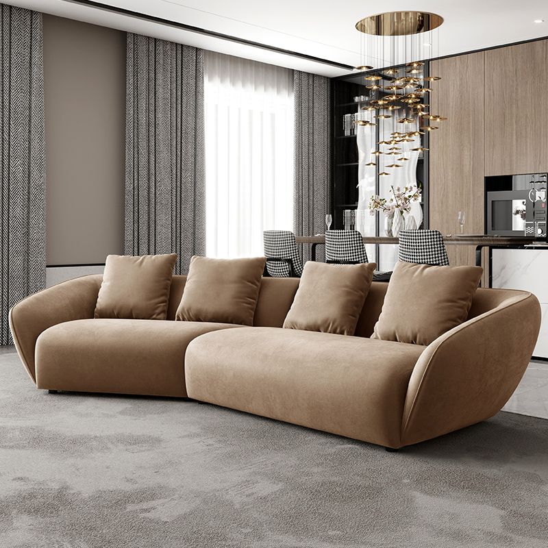 Nordic Wooden 3 Seater Sofa Chaise Dark Brown  Sloped Arm Sofa