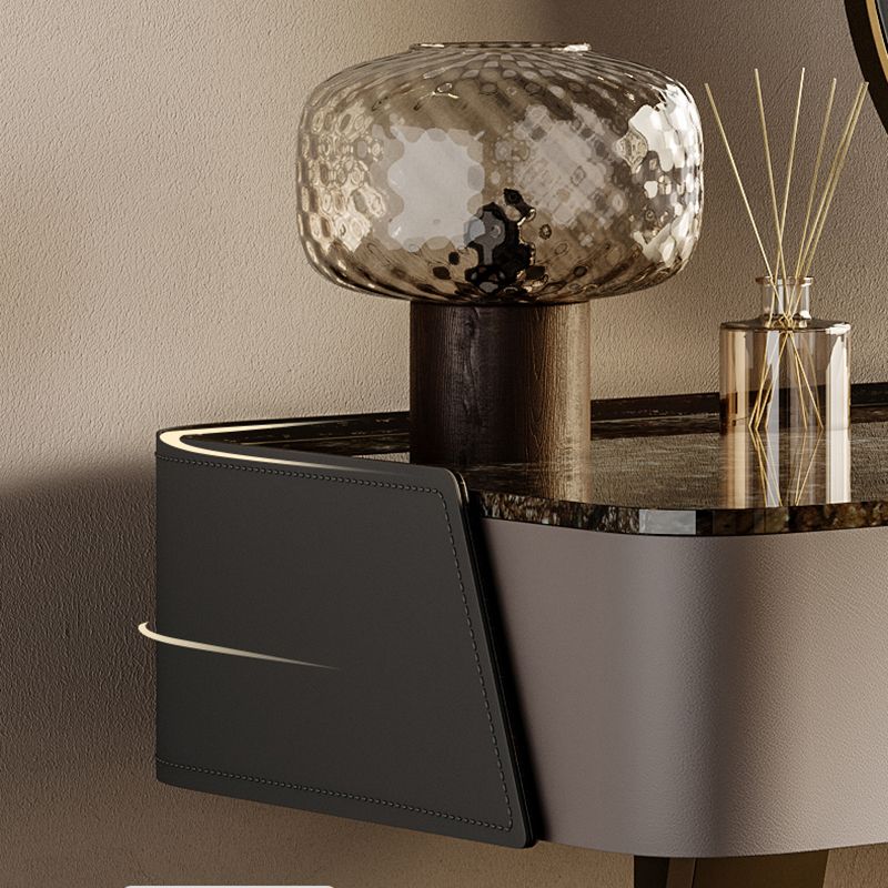 Tavolo da vanità in ardesia a 2 sgabelli da 2-cavanione set con specchio delle luci