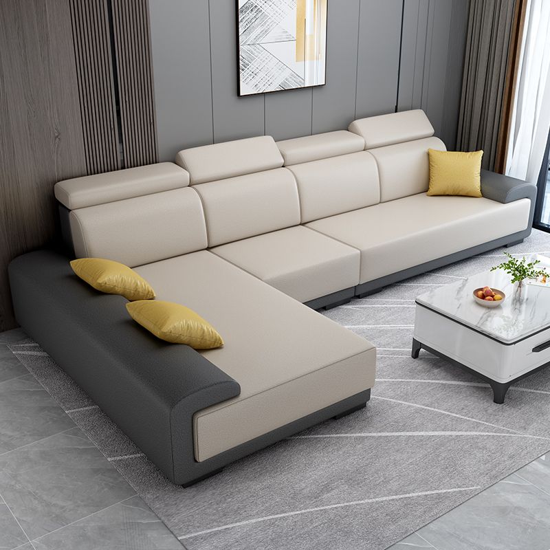 Contemporary High Back Sectionals 39.37" 4-Seater Fabric Square Arm Sofa Clearhalo 'furn' 'furn_sectionals' 'Furniture' 'furniture_sectionals' 'kitchen' 'kitchen_sectionals' 'Living Room Furniture' 'Sectionals' 1200x1200_380ea4de-87f5-4792-b42b-81f9dd46ff01