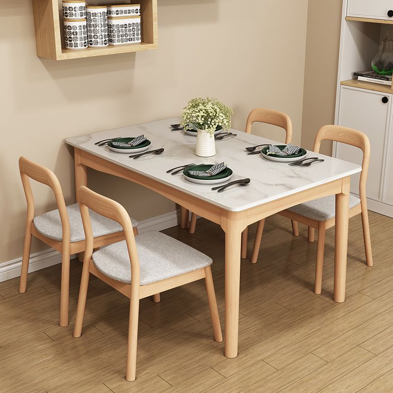 White Top Dinette Table with Wooden Legs Modern Dining Table for Home Clearhalo 'Dining Tables & Seating' 'Dining Tables' 'dining_table' 'furn' 'furn_dining_table' 'Furniture' 'Kitchen & Dining Furniture' 1200x1200_380f2cf9-b2b5-4abd-a2b3-3020ca78675f