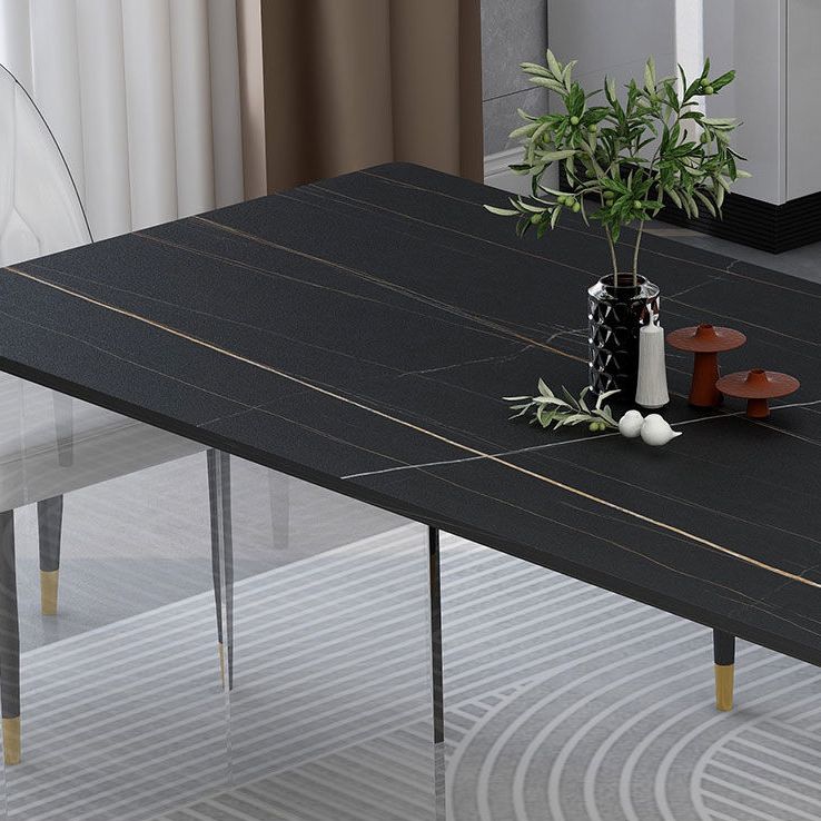 Rectangular Stone Dining Table Acrylic Furniture with Double Pedestal in Matte Finish Clearhalo 'Dining Tables & Seating' 'Dining Tables' 'dining_table' 'furn' 'furn_dining_table' 'Furniture' 'Kitchen & Dining Furniture' 1200x1200_38100c4b-e0f5-42de-870d-fc4e9b71b93b