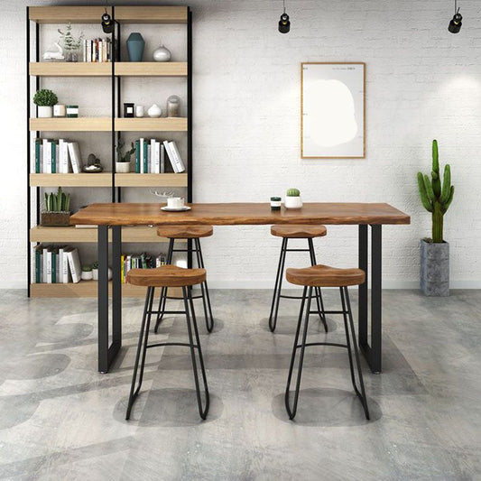 1/2/5ピース長方形のカウンターセット産業用ソリッドウッドバーテー​​ブルセット