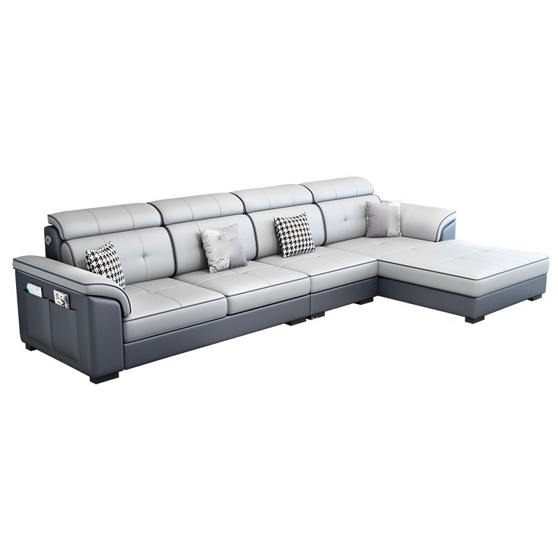 Faux Leather/Cotton Blend L-Shape Right Hand Facing Sectional Sofa Set Clearhalo 'Furniture' 'furniture_sectionals' 'kitchen' 'kitchen_sectionals' 'Living Room Furniture' 'Sectionals' 1200x1200_3814910a-5706-48aa-911e-d425d9dee348