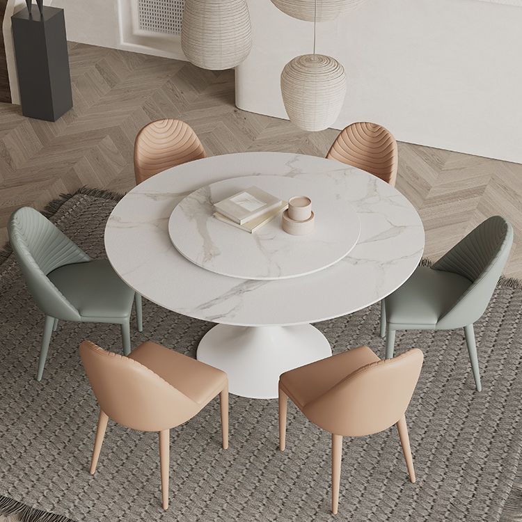 Modern Round Dinette Set 1/3/4/5/7 Pieces Dining Table Set with White Sintered Stone Top Clearhalo 'Dining Room Sets' 'Dining Tables & Seating' 'dining_room_set' 'furn' 'furn_dining_room_set' 'Furniture' 'furniture_dining_room_set' 'Kitchen & Dining Furniture' 1200x1200_38149145-d4e5-4a92-adf6-e887e22a449e