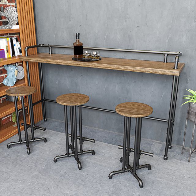 Industriële metalen pub/bartafel met houten tafelblad