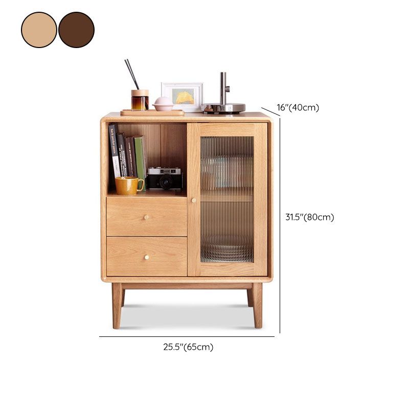 Servidor de vidrio de servidor de comedor de roble moderno servidor buffet para sala de estar