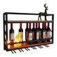 Pastilla de vino montada en la pared de madera y metal 8 "W x 22" H 12 botellas de 9 botellas con estante