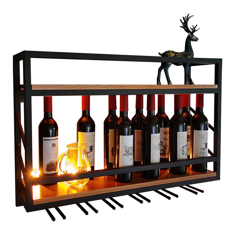 Pastilla de vino montada en la pared de madera y metal 8 "W x 22" H 12 botellas de 9 botellas con estante