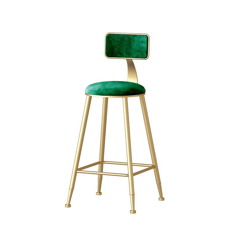 Nordic Style Backrest Counter Stool Iron Cafe Bar Stool with Velvet Cushion and Pedal Clearhalo 'Bar Furniture' 'Bar Stools' 'bar_stools' 'furn' 'furn_bar_stools' 'Furniture' 'furniture_bar_stools' 'Kitchen & Dining Furniture' 1200x1200_381fafc0-0408-421b-8a3d-29585a3fcccc