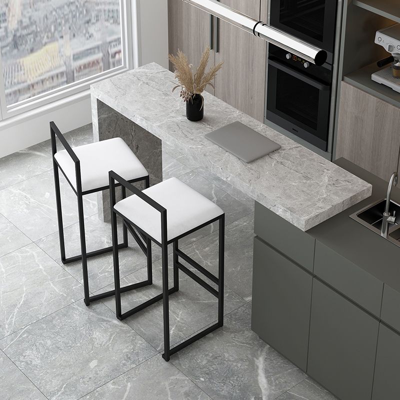 Modern Backrest Armless Counter Stool Iron Cafe Bar Stool with Velvet Cushion and Pedal Clearhalo 'Bar Furniture' 'Bar Stools' 'bar_stools' 'furn' 'furn_bar_stools' 'Furniture' 'furniture_bar_stools' 'Kitchen & Dining Furniture' 1200x1200_3820a036-e28a-4a5c-b3bc-ce12e6b2c97d