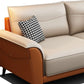 4-seat Flared Arm Sofa & Chaise Mid Century Modern Faux Leather Sofa