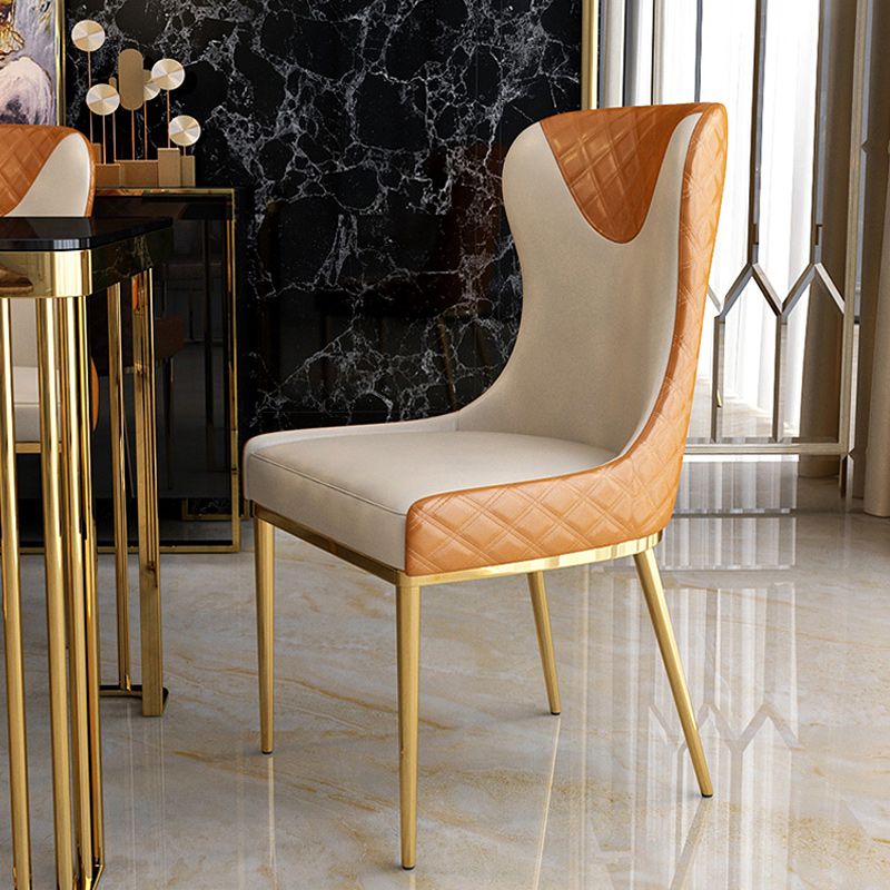 Glam Faux Leather Dining Chairs Metal Dining Room Chairs for Home Use Clearhalo 'Dining Chairs' 'Dining Tables & Seating' 'dining_chair' 'furn' 'furn_dining_chair' 'Furniture' 'Kitchen & Dining Furniture' 1200x1200_38239e7c-774d-4676-ad5e-a7814c4f04c6