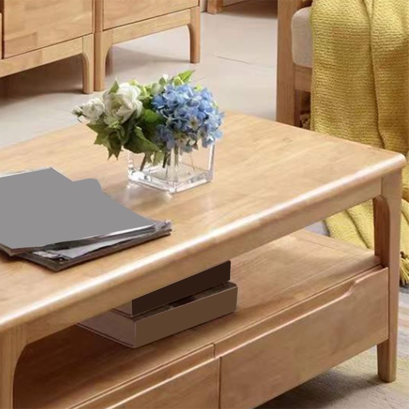 Nordic Style Square/rectangular 4 Legs Base Wooden Table with Storage Rack Coffee Table