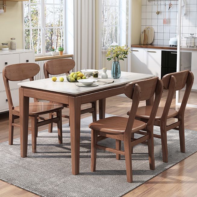 Mid-Century Modern Dining Table Sintered Stone Top Dining Table with Wooden Base for Kitchen Clearhalo ' dining_table' 'Dining Tables & Seating' 'Dining Tables' 'furn' 'furn_dining_table' 'Furniture' 'furniture_dining_table' 'Kitchen & Dining Furniture' 'kitchen&dining_furn' 'kitchen' 'kitchen_dining_table' 1200x1200_3823db51-4d5a-4c23-8b44-27d199efdd6f