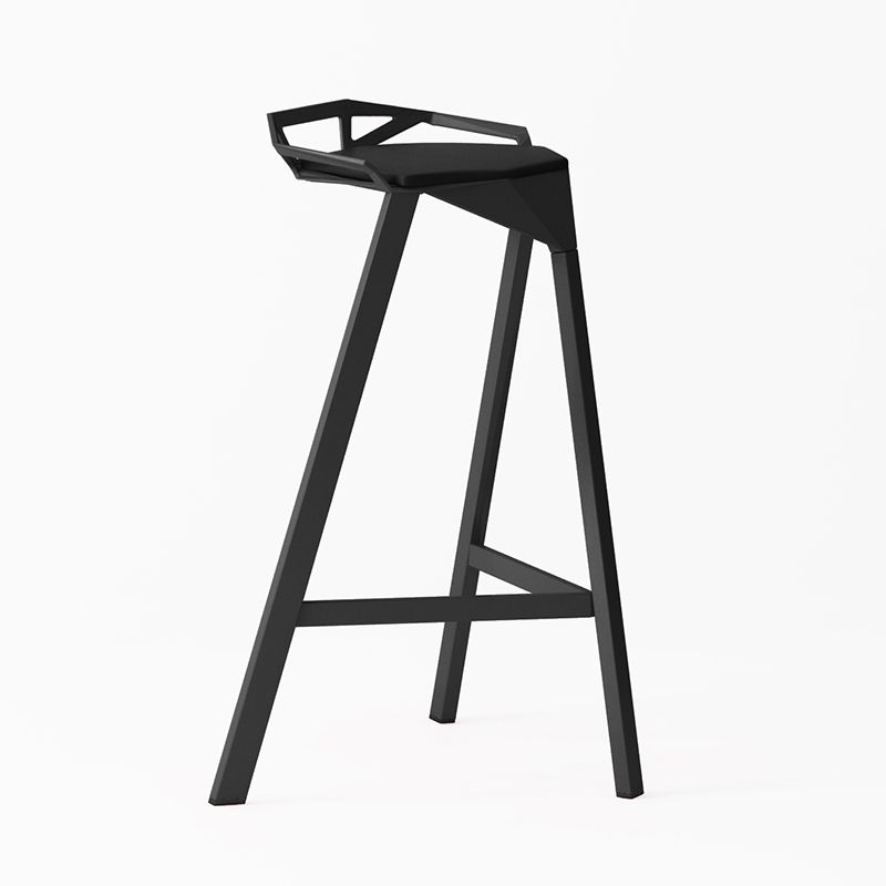 Modern Armless Backrest Counter Stool Iron Kitchen Bar Stool with Leather Cushion Clearhalo 'Bar Furniture' 'Bar Stools' 'bar_stools' 'furn' 'furn_bar_stools' 'Furniture' 'furniture_bar_stools' 'Kitchen & Dining Furniture' 1200x1200_382639b1-68af-4cb7-9470-8a57f3e325cc
