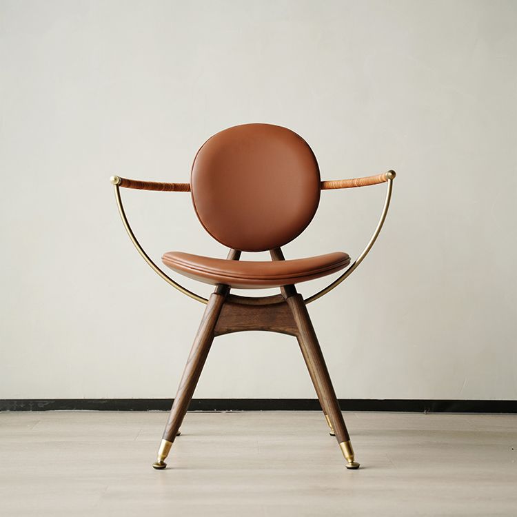 Contemporary Home Dining Chair Leather Upholstered Arm Chair