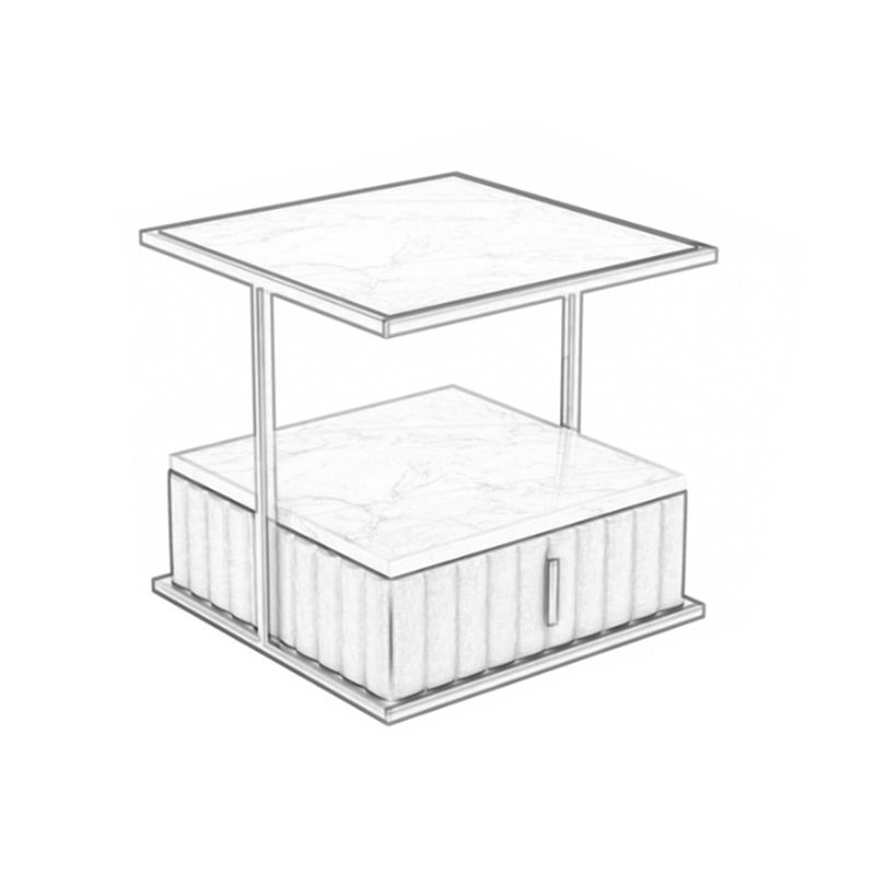 Modern de almacenamiento abierto Nightsand Stone Top Top 20 pulgadas de altura de 1 cortavadora