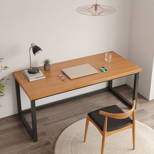 Modern Rectangular Writing Desk Solid Wood Office Desk with Metal Base Clearhalo 'furn' 'furn_office_desk' 'Furniture' 'Office Desks' 'Office Furniture' 'office_desk' 1200x1200_382aeb3c-e0ee-42d7-9234-cc8fb1223a2b