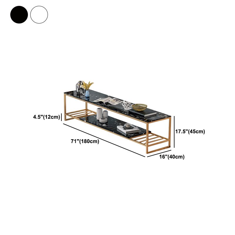 17.72 "H TV Stand Open Rangement Glam Style Console TV avec 2 étagères pour le salon